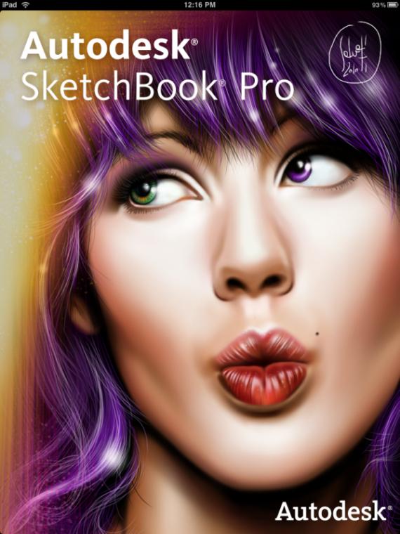 SketchBook Pro splash screen image of pouting babe