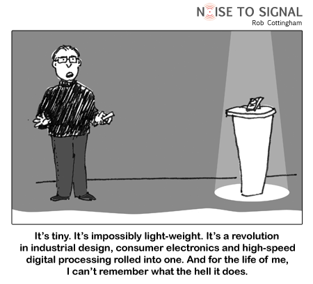 Steve Jobs' most amazing device yet (Steve Jobs onstage, introducing an amazing device and admitting he can't remember what it does)