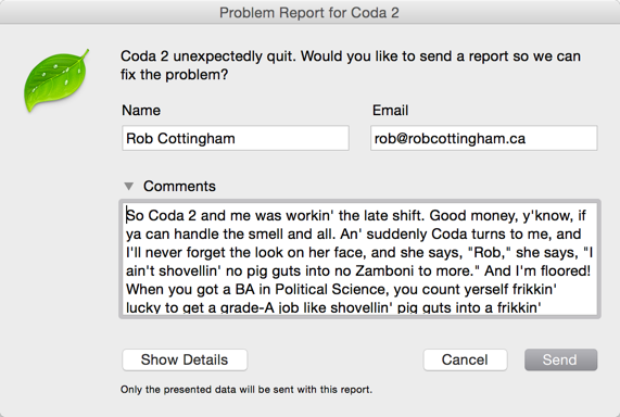 I believe crash reports should be worth reading (12) - Rob Cottingham